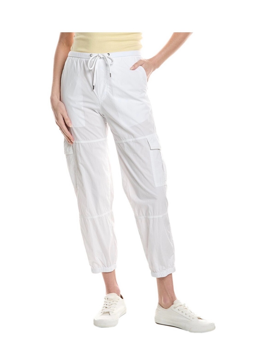 James Perse White Poplin Drawstring Cargo Jogger Pants - NWT